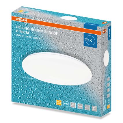 Osram - LED vannas istabas griestu gaismeklis ar krēslas sensoru CEILING ROUND LED/36W/230V 3000K Ø 48 cm IP44 balts