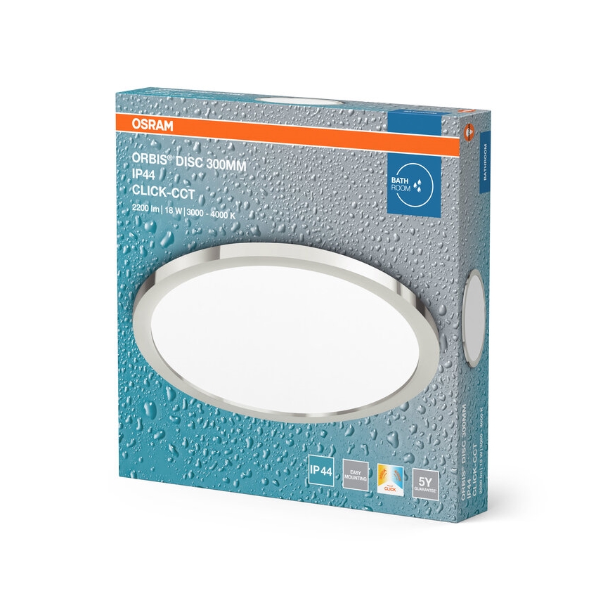Osram - LED vannas istabas griestu gaismeklis DISC LED/18W/230V 3000/4000K Ø 30 cm IP44 sudraba