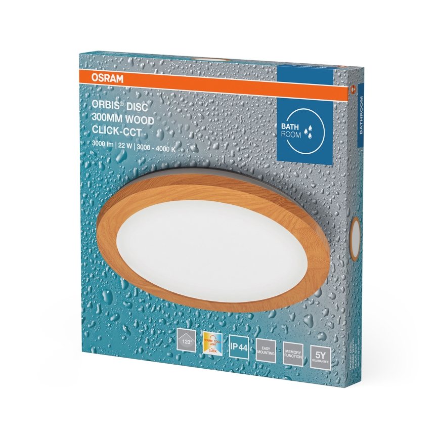 Osram - LED vannas istabas griestu gaismeklis ORBIS DISC LED/22W/230V 3000/4000K Ø 30 cm IP44 brūns