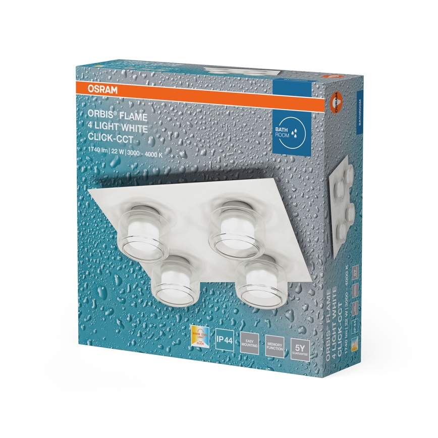 Osram - LED griestu gaismeklis vannas istabai ORBIS FLAME 4xLED/5,5W/230V 3000/4000K IP44 balts