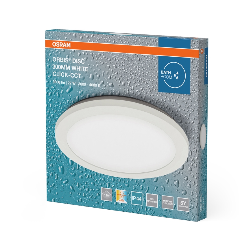 Osram - LED vannas istabas griestu gaismeklis ORBIS DISC LED/22W/230V 3000/4000K Ø30 cm IP44 balts