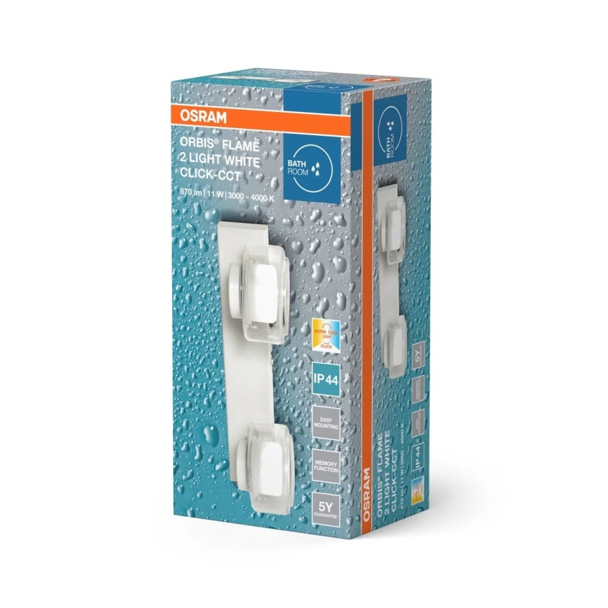 Osram - LED sienas gaismeklis vannas istabai ORBIS FLAME 2xLED/5,5 W/230 V IP44 balts