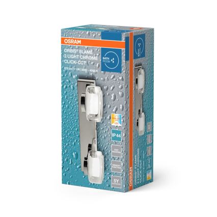 Osram - LED vannas istabas sienas gaismeklis ORBIS FLAME 2xLED/5,5W/230V 3000/4000K IP44 spīdīgs hroms