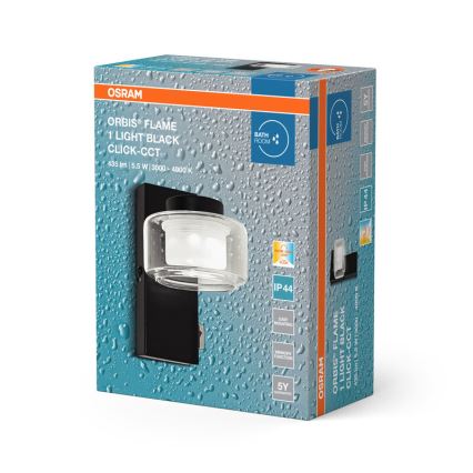 Osram - LED sienas gaismeklis vannas istabai ORBIS FLAME LED/5,5W/230V 3000/4000K IP44 melns