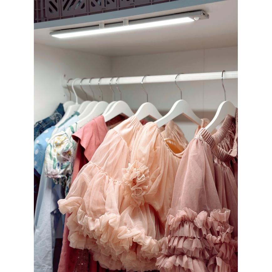 Osram - LED gaismeklis zem skapja ar kustības un krēslas sensoru LINEAR LED/4W/3,7V 1500 mAh 3000/4000/6500K 60 cm pelēks