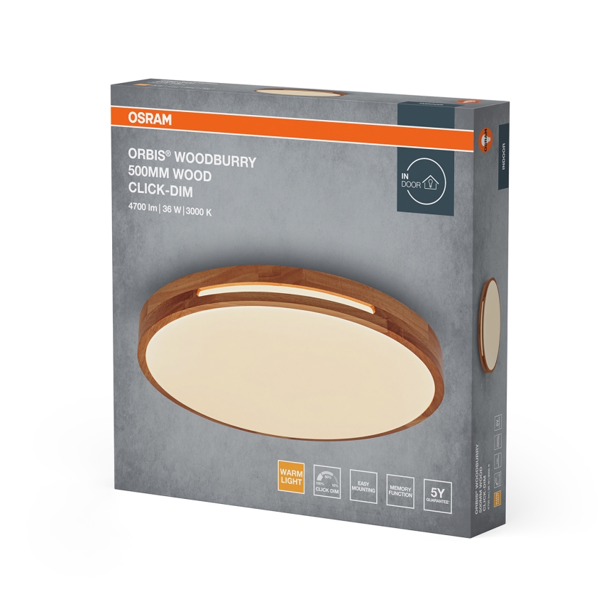 Osram - ORBIS WOODBURRY LED griestu gaismeklis ar regulējamu spilgtumu, 36W/230V, Ø 50 cm