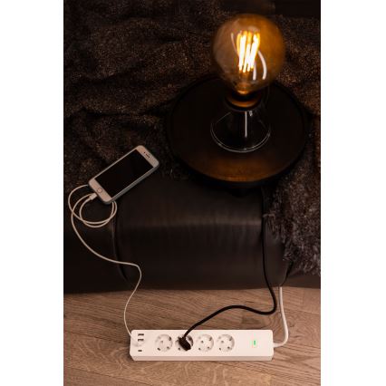 Osram - Pagarinājuma kabelis SMART+ 4Z tips F + 2xUSB-A + 2xUSB-C Wi-Fi