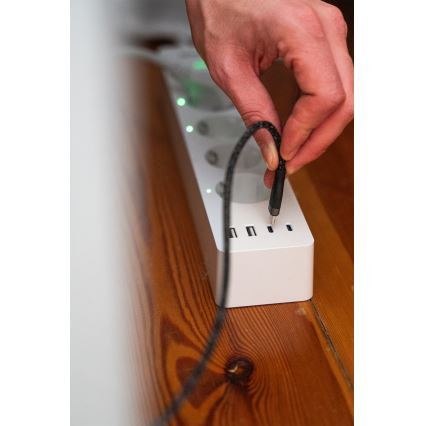 Osram - Pagarinājuma kabelis SMART+ 4Z tips F + 2xUSB-A + 2xUSB-C Wi-Fi