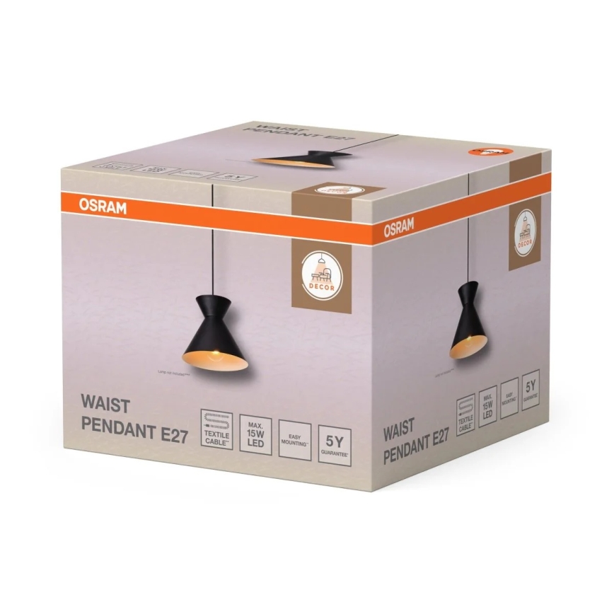 Osram - Pakaramā lampa ar kabeli DECOR WAIST 1xE27/40W/230V melna