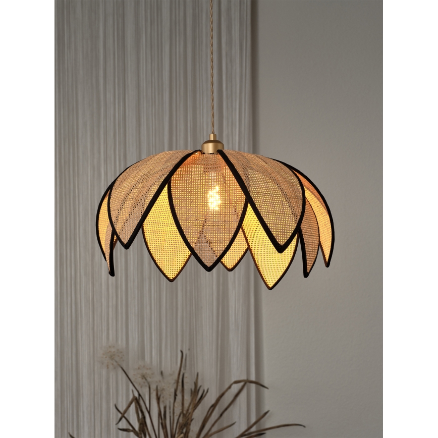 Osram - Pakaramā lampa uz kabeļa DECOR RATTAN 1xE27/15W/230V Ø 48 cm bēša/melna