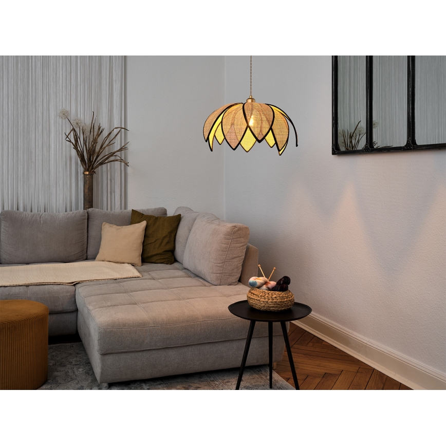 Osram - Pakaramā lampa uz kabeļa DECOR RATTAN 1xE27/15W/230V Ø 48 cm bēša/melna