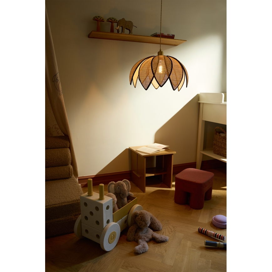 Osram - Pakaramā lampa uz kabeļa DECOR RATTAN 1xE27/15W/230V Ø 48 cm bēša/melna