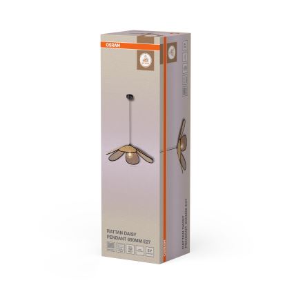 Osram - Pakaramā lustra ar vadu DECOR RATTAN 1xE27/15W/230V Ø 69 cm bēša/melna