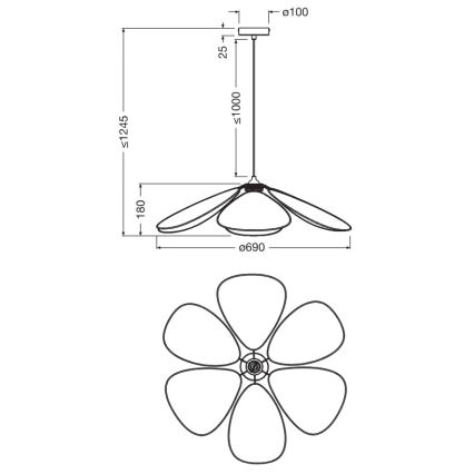 Osram - Pakaramā lustra ar vadu DECOR RATTAN 1xE27/15W/230V Ø 69 cm bēša/melna