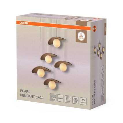 Osram - Pakaramā lustra uz kabeļa DECOR PEARL 5xG9/5W/230V bēša