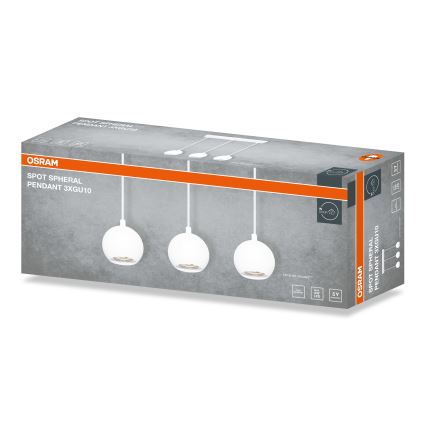 Osram - Pakaramā lustra uz kabeļa SPOT SPHERAL 3xGU10/6W/230V balta