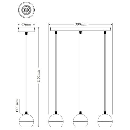 Osram - Pakaramā lustra uz kabeļa SPOT SPHERAL 3xGU10/6W/230V balta