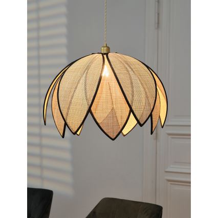 Osram - Pakaramais gaismeklis ar vadu DECOR RATTAN 1xE27/15W/230V Ø 67 cm bēšs/melns
