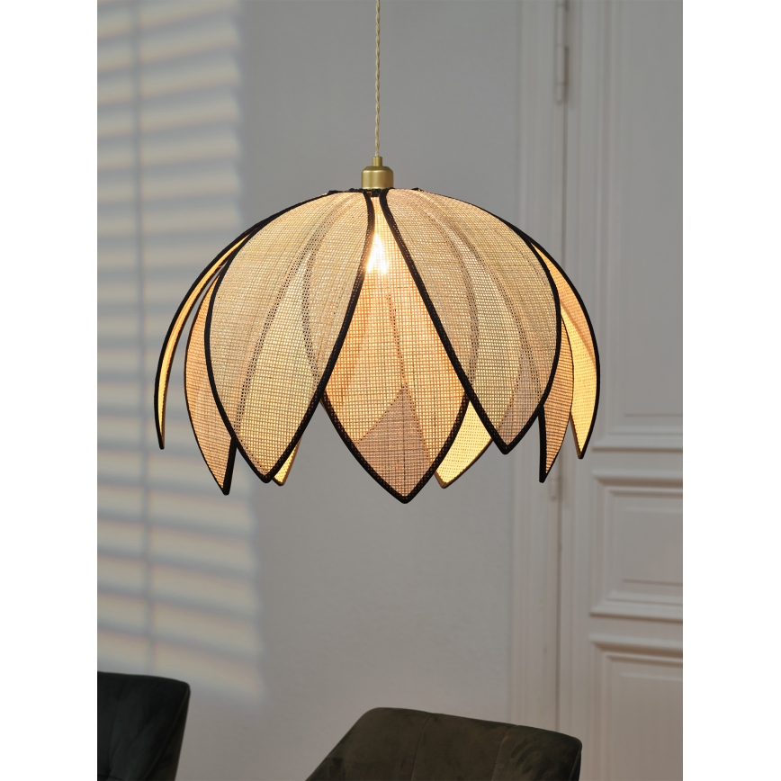 Osram - Pakaramais gaismeklis ar vadu DECOR RATTAN 1xE27/15W/230V Ø 67 cm bēšs/melns