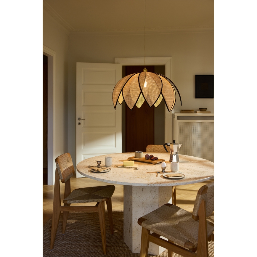 Osram - Pakaramais gaismeklis ar vadu DECOR RATTAN 1xE27/15W/230V Ø 67 cm bēšs/melns