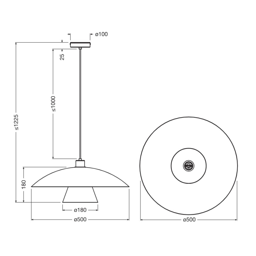 Osram - Pakaramais gaismeklis uz vada DECOR FLYING MUSHROOM 1xE27/25W/230V Ø 50 cm melns