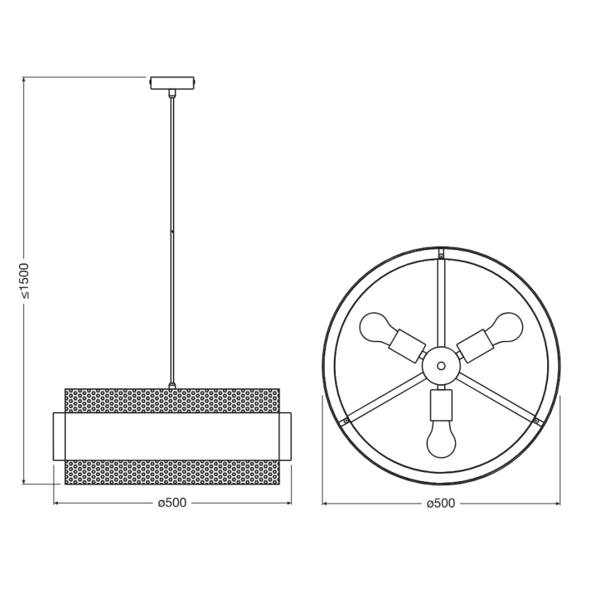 Osram - Pakarams gaismeklis uz kabeļa DECOR HORNET 3xE27/10W/230V Ø 50 cm melna/zelta