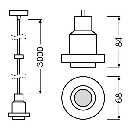 Osram - PENDULUM barošanas kabelis 1xE27/40W/230V melns