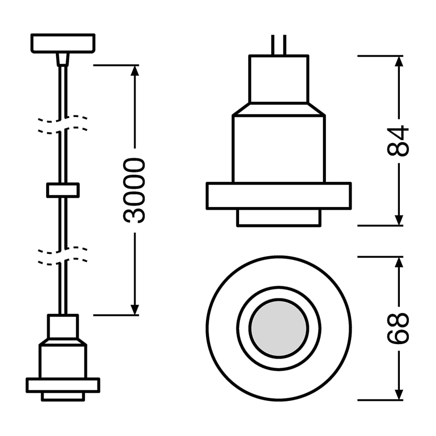 Osram - PENDULUM barošanas kabelis 1xE27/40W/230V melns