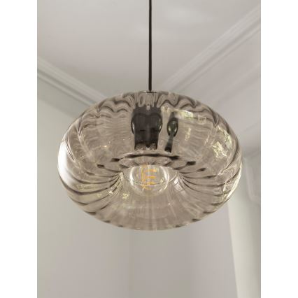 Osram - Piekaramā lampa uz troses DECOR SMOKE 1xE27/12W/230V Ø 28 cm melna/dūmota pelēka
