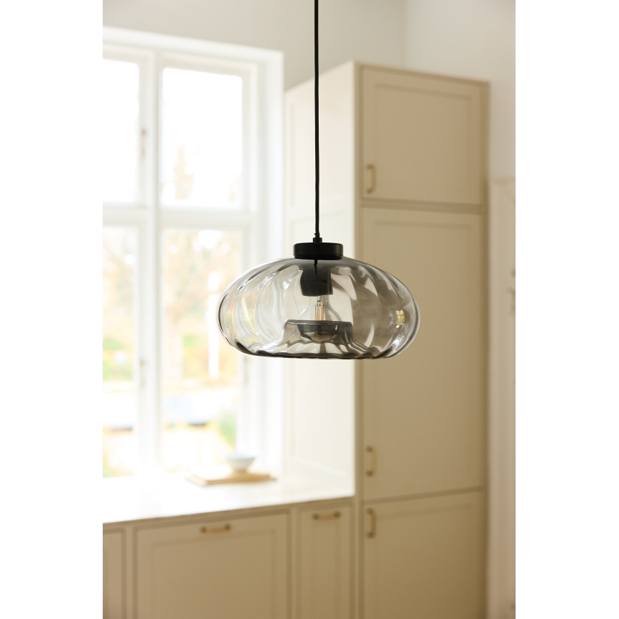 Osram - Piekaramā lampa uz troses DECOR SMOKE 1xE27/12W/230V Ø 28 cm melna/dūmota pelēka