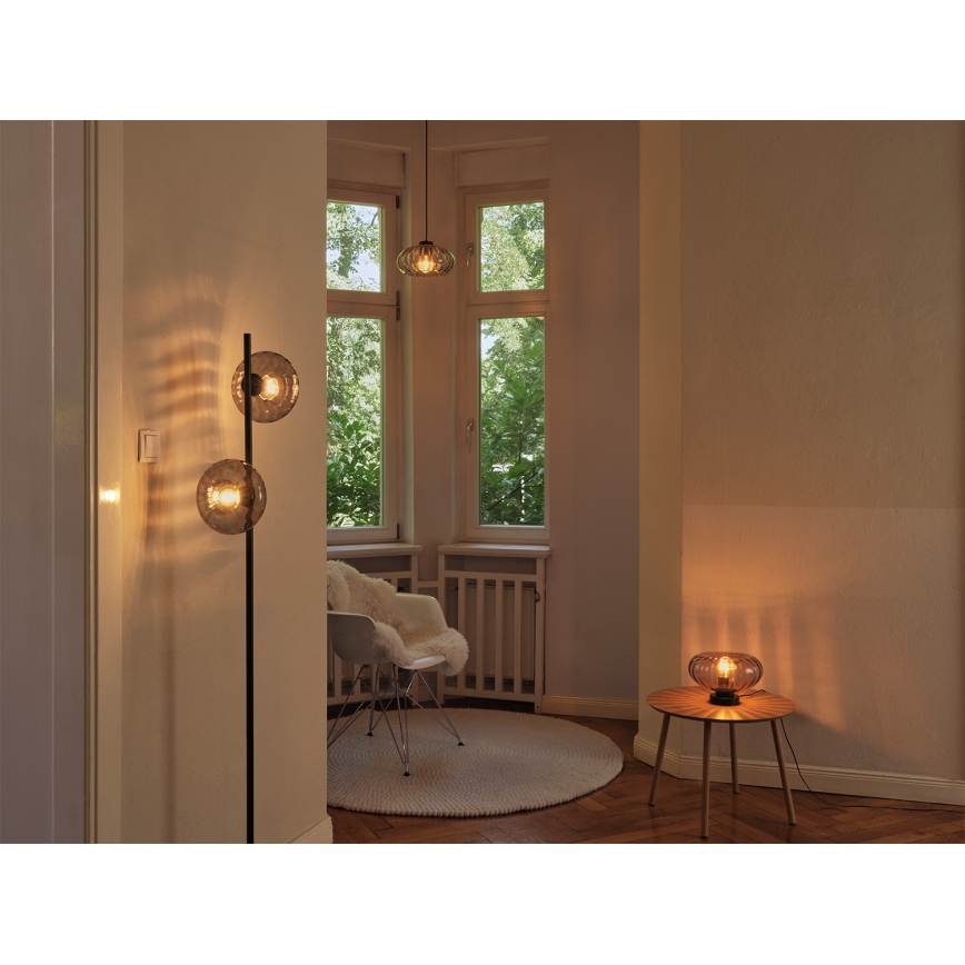 Osram - Piekaramā lampa uz troses DECOR SMOKE 1xE27/12W/230V Ø 28 cm melna/dūmota pelēka