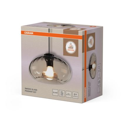 Osram - Piekaramā lampa uz troses DECOR SMOKE 1xE27/12W/230V Ø 28 cm melna/dūmota pelēka
