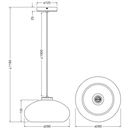Osram - Piekaramā lampa uz troses DECOR SMOKE 1xE27/12W/230V Ø 28 cm melna/dūmota pelēka