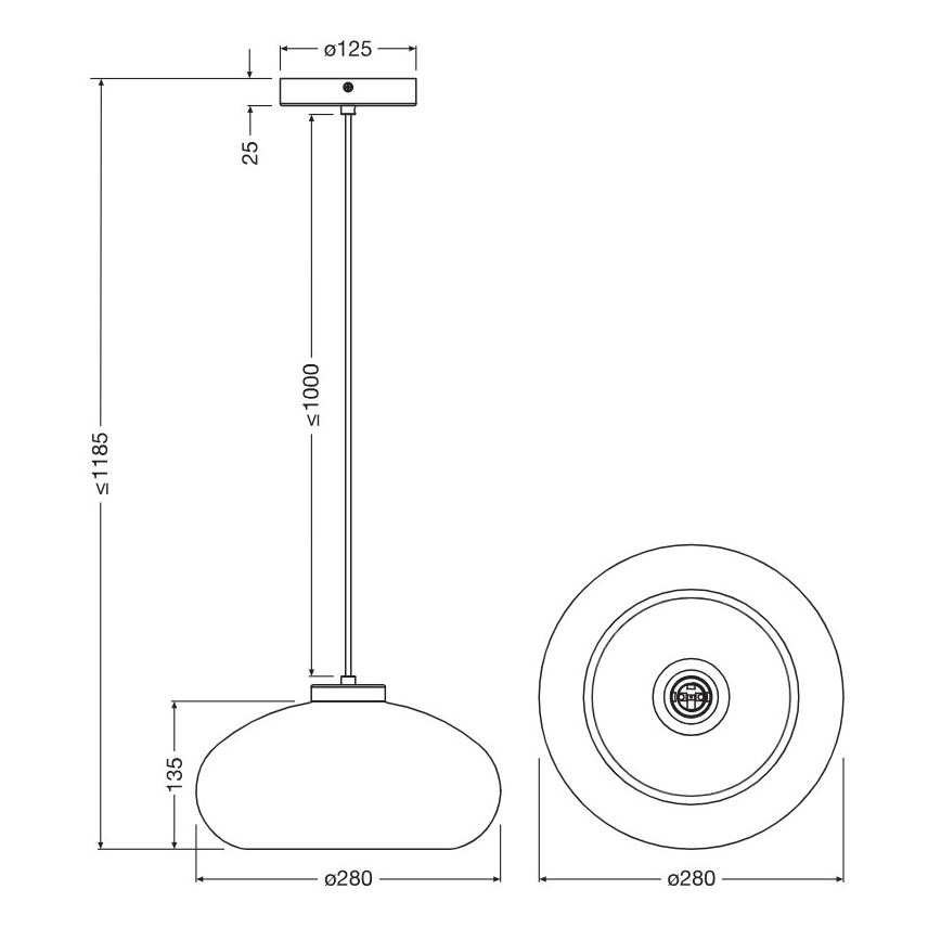 Osram - Piekaramā lampa uz troses DECOR SMOKE 1xE27/12W/230V Ø 28 cm melna/dūmota pelēka