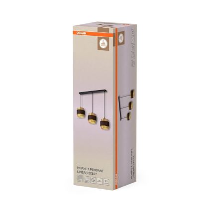 Osram - Piekaramā lustra uz kabeļa DECOR HORNET 3xE27/10W/230V melna/zelta