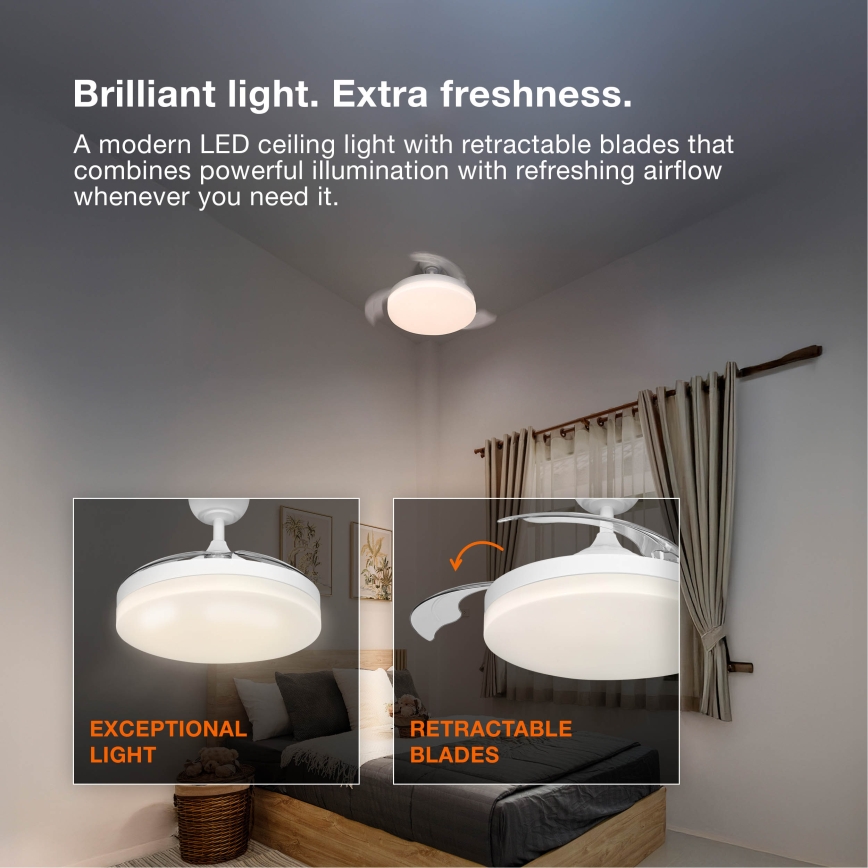 Osram - LED griestu lampa ar regulējamu spilgtumu un ventilatoru PONIENTE LED/36W/230V 3000/4000/6500K + tālvadība
