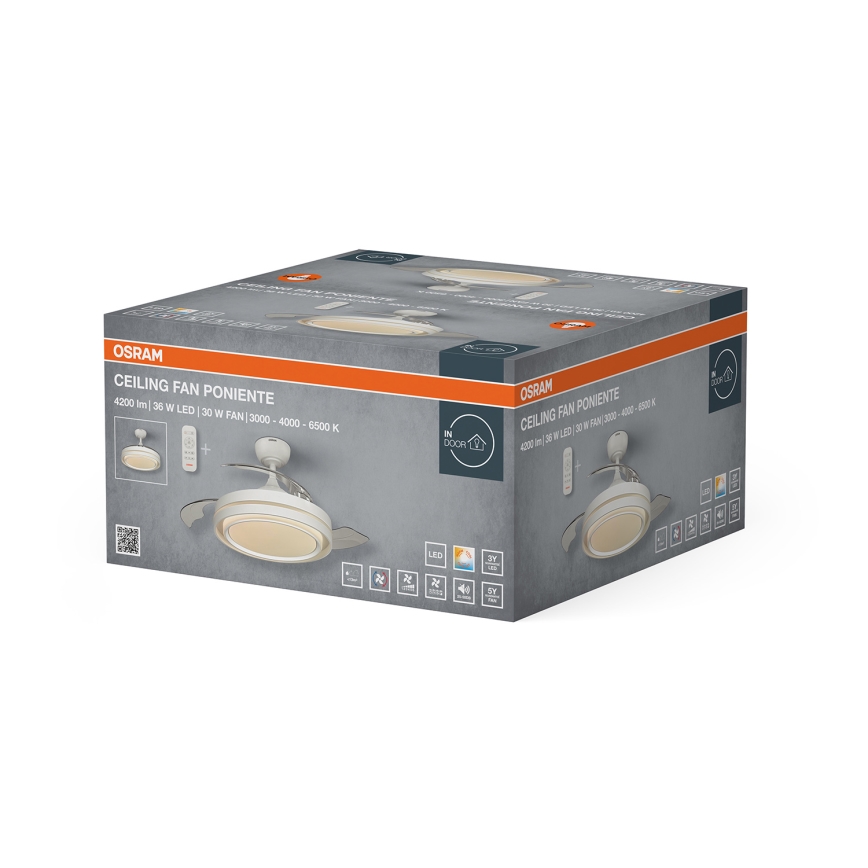 Osram - LED griestu lampa ar regulējamu spilgtumu un ventilatoru PONIENTE LED/36W/230V 3000/4000/6500K + tālvadība