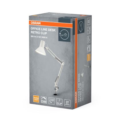 Osram - regulējama LED galda lampa ar skavu OFFICE LINE LED/9W/230V 3000K balta