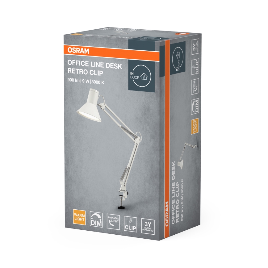 Osram - regulējama LED galda lampa ar skavu OFFICE LINE LED/9W/230V 3000K balta