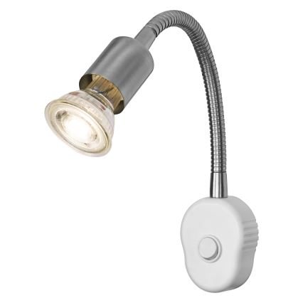Osram - Regulējama sienas lampa PLUG TUBE FLEX 1xGU10/5W/230V matēts hroms/balts