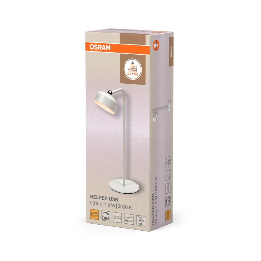 Osram - Regulējama uzlādējama LED galda lampa 3 vienā DECOR HELPER LED/1,8W/5V balta