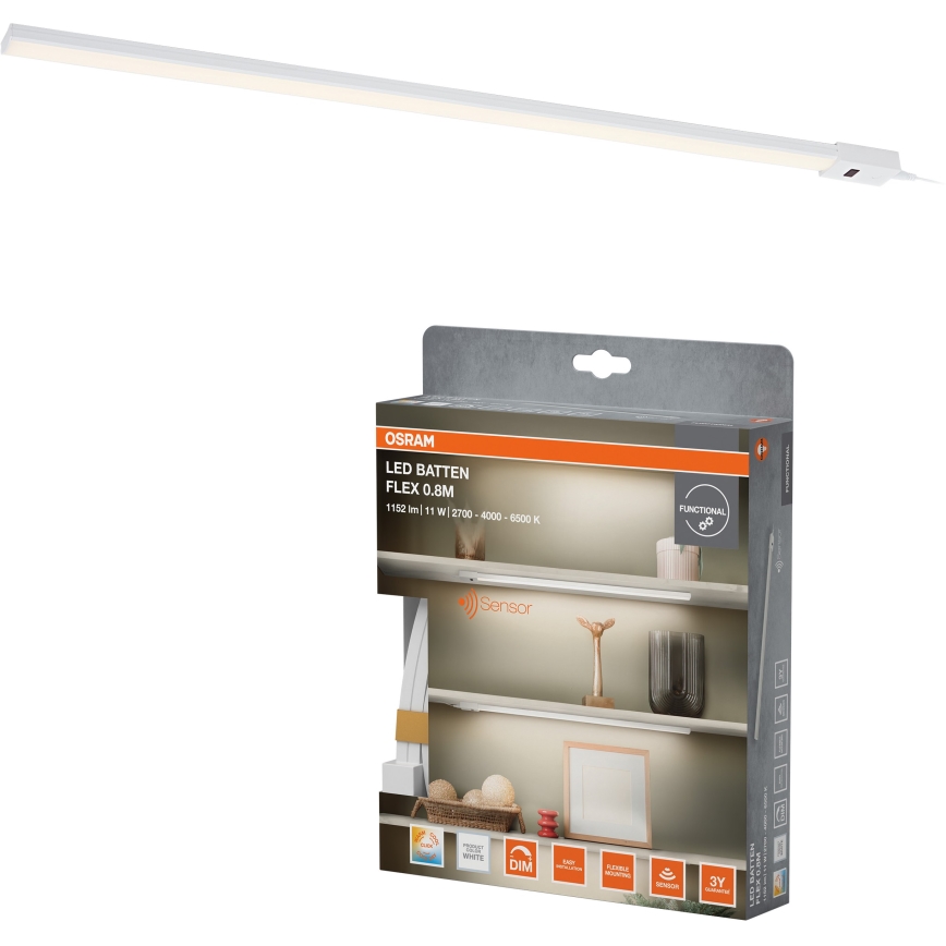 Osram - LED Regulējams gaismeklis montēšanai zem skapja ar kustības sensoru BATTEN LED/11W/230V 2700/4000/6500K 81,7 cm balts