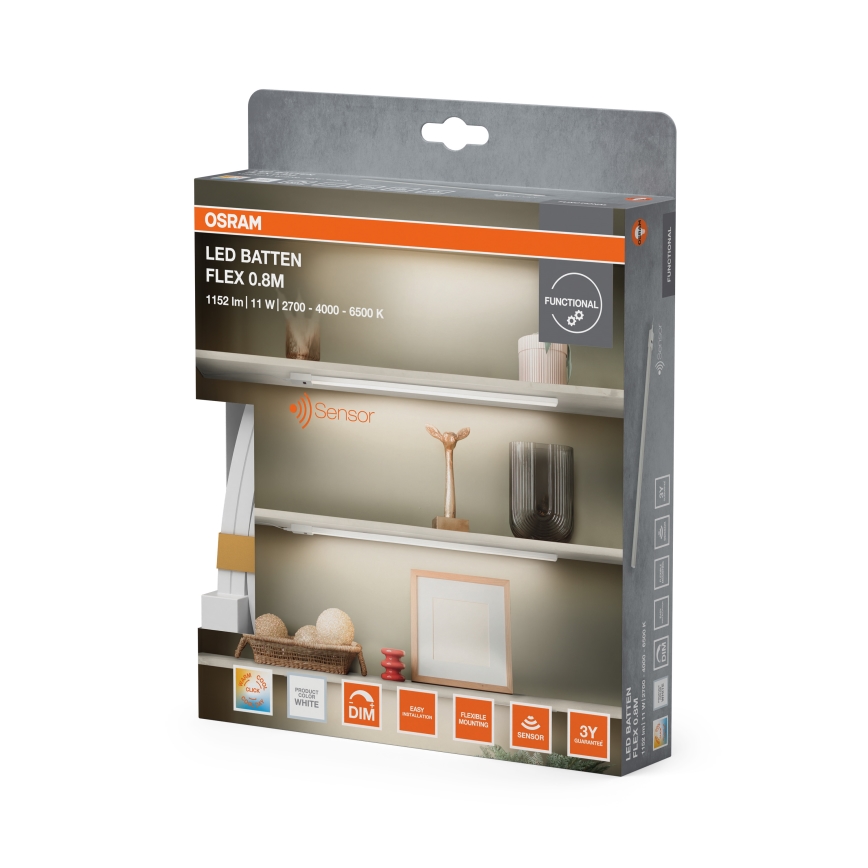 Osram - LED Regulējams gaismeklis montēšanai zem skapja ar kustības sensoru BATTEN LED/11W/230V 2700/4000/6500K 81,7 cm balts