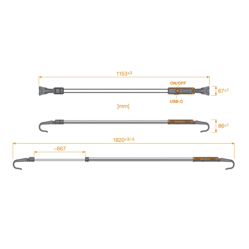 Osram - LED ar regulējamu spilgtumu uzlādējamā darba lampa LEDINSPECT UNDERBONNET LED/16W/3,7V IP65 4400 mAh