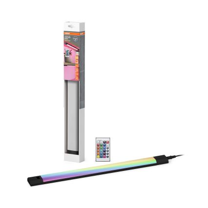 Osram - LED RGBW dimmējams zem skapja gaismeklis ar kustības sensoru LINEAR EDGE LED/8W/230V 50 cm melns + tālvadības pults