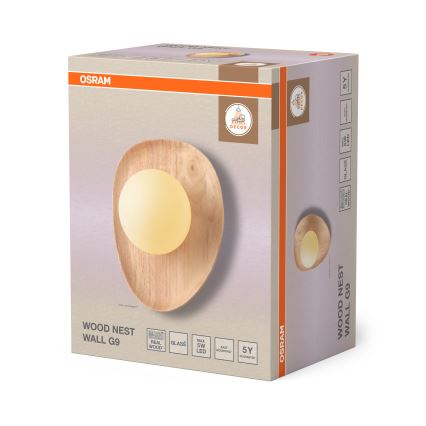 Osram - Sienas gaismeklis WOOD NEST 1xG9/5W/230V kaučuka koks