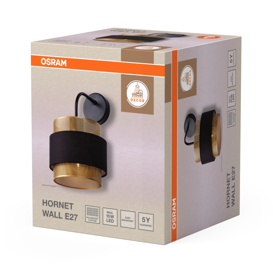 Osram - Sienas lampa DECOR HORNET 1xE27/10W/230V melna/zelta