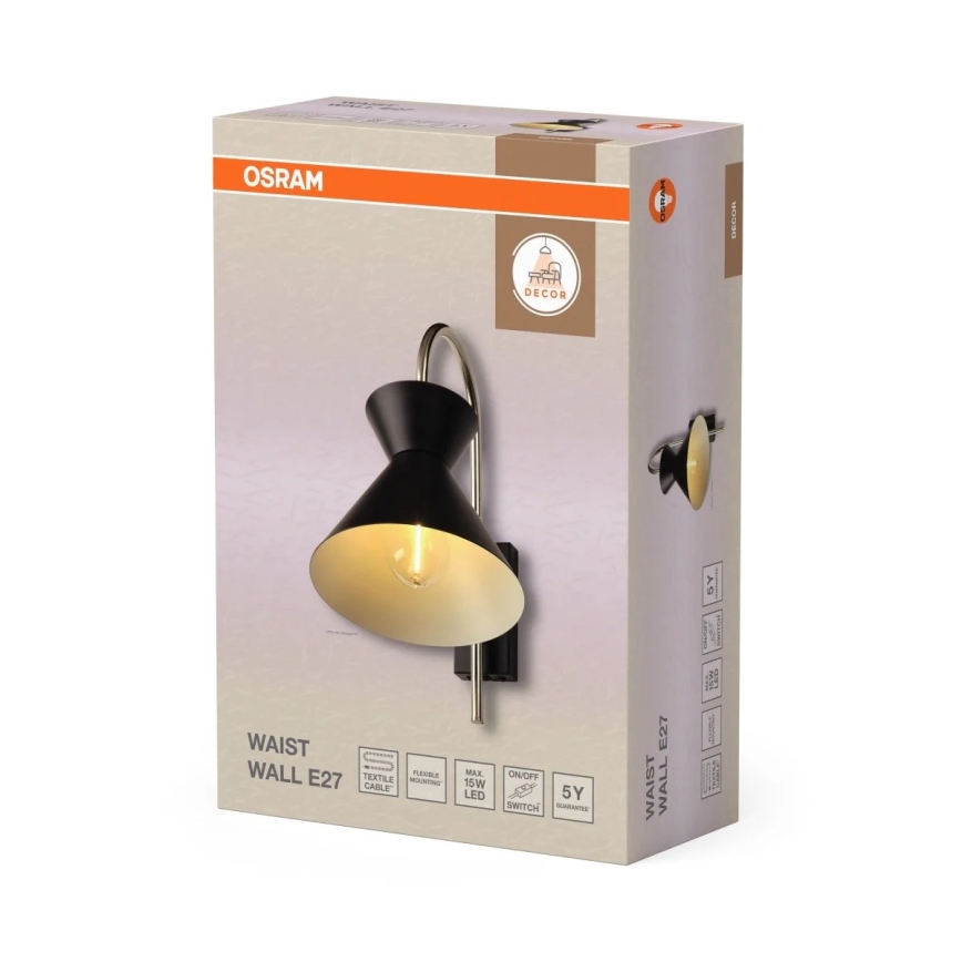 Osram - Sienas lampa DECOR WAIST 1xE27/40W/230V melna