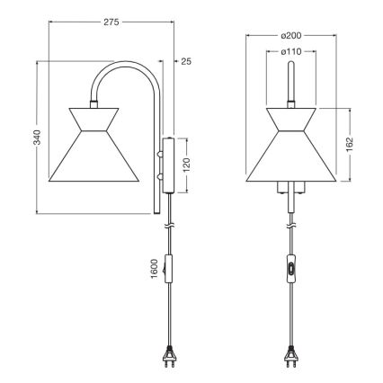Osram - Sienas lampa DECOR WAIST 1xE27/40W/230V melna