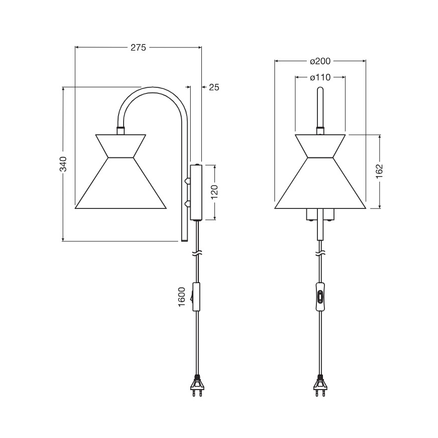 Osram - Sienas lampa DECOR WAIST 1xE27/40W/230V melna
